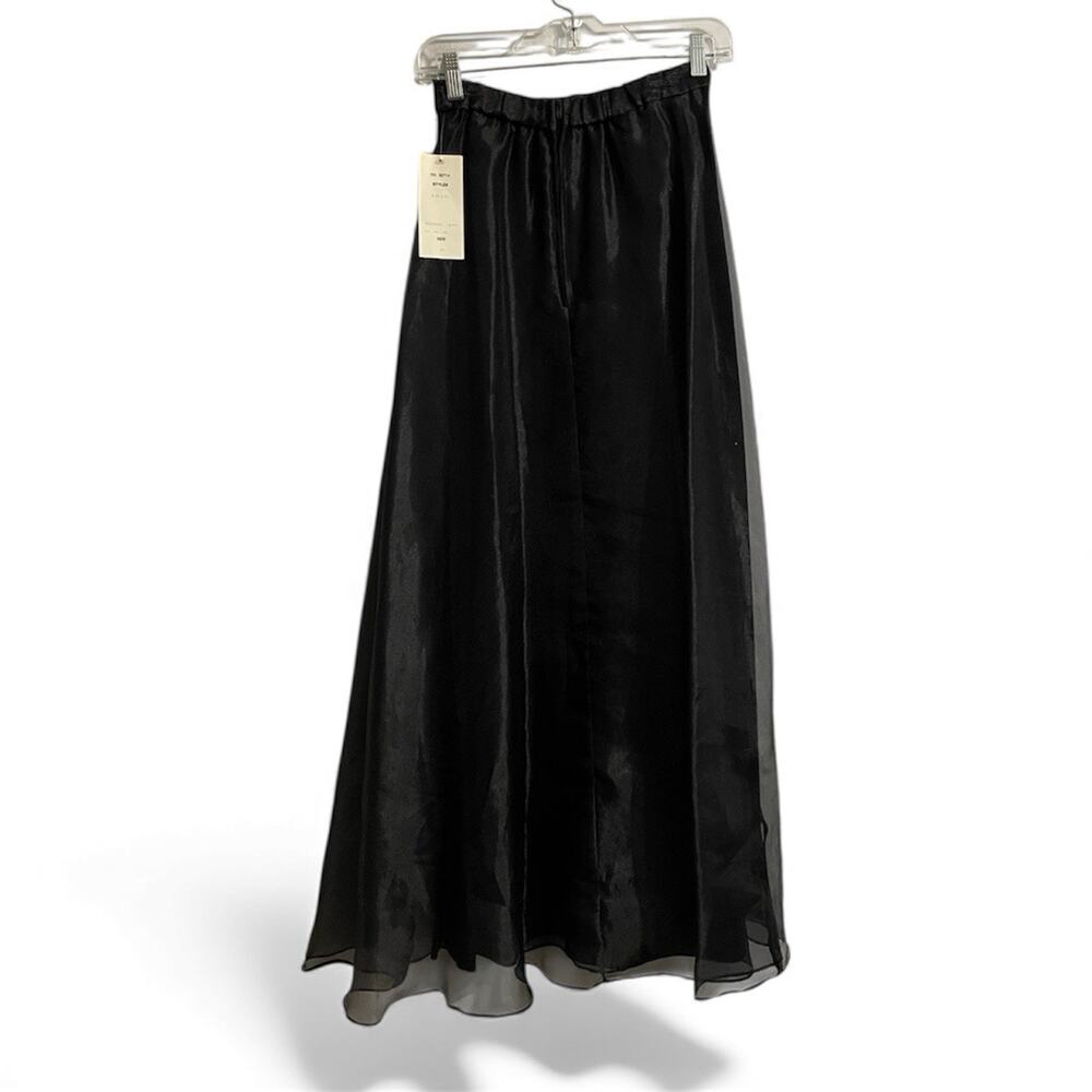 Vintage A Line Organza Long Skirt Size 6 Black NWT Deadstock JBS Ltd Formal Maxi - Picture 2 of 10